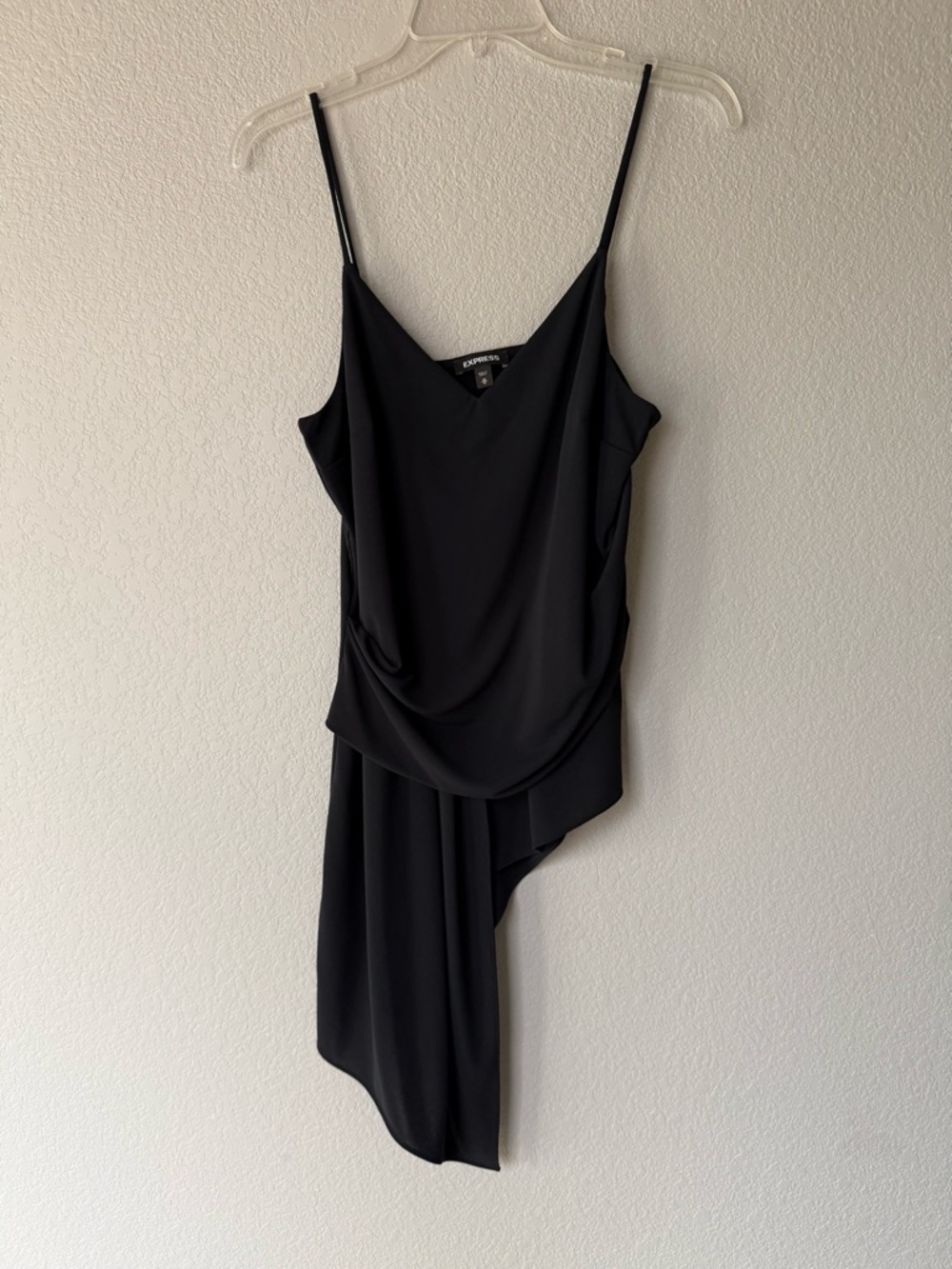 Asymmetric Black Express Draped Top - Great for Layering